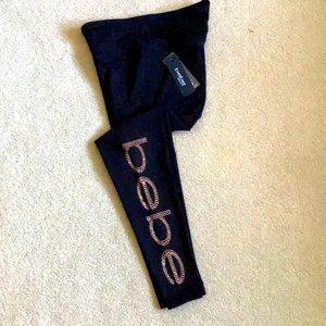 SOLD - Bebe Sport Rhinestud Logo Black Legging - NWT